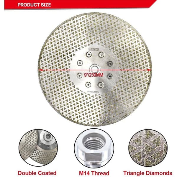 DT-DIATOOL Diamantskiva 230 mm M14 dubbel sida för sten marmor granit