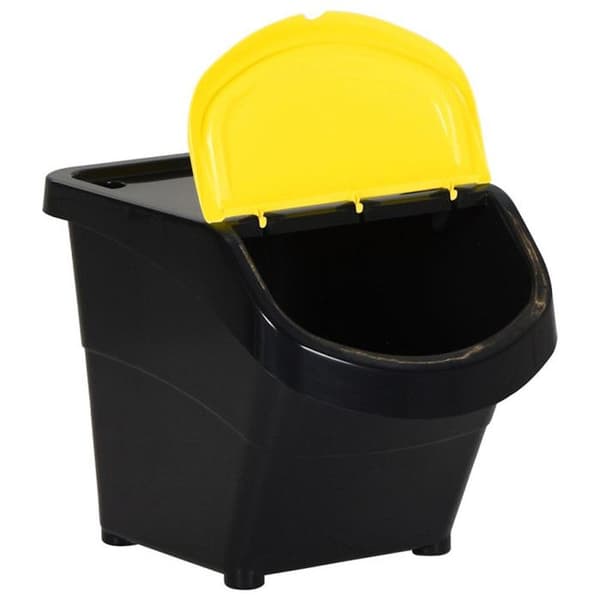 Staplingsbara soptunnor med lock 3 st svart PP 78 L