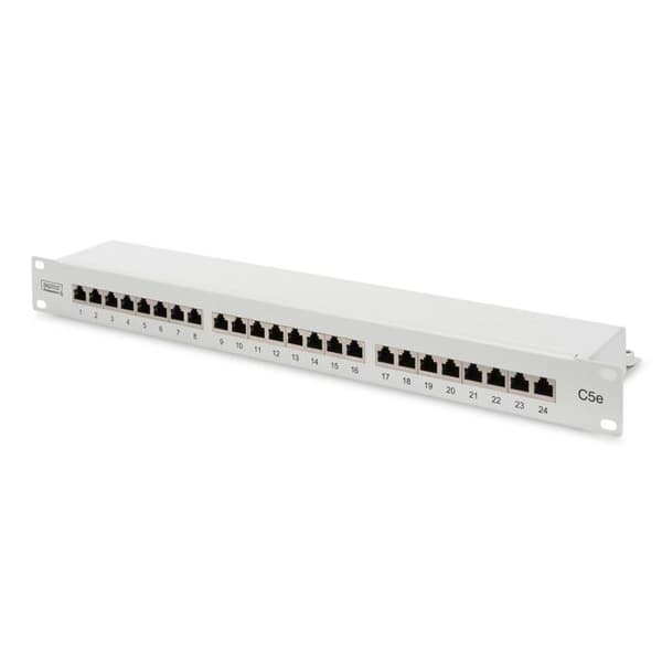 19" Cat.5e patchpanel 24 RJ45-portar - DIGITUS - Grå