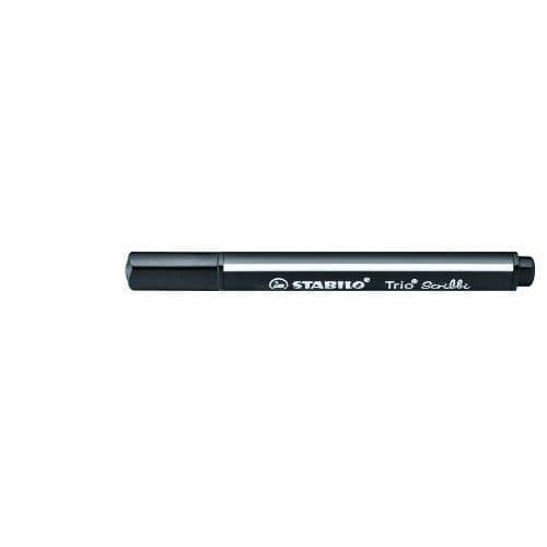 STABILO Trio Scribbi Triangulära Filttusch, Svart - 5-pack, sned spets 1–4 mm, supertvättbar bläck