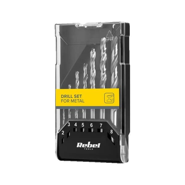 Set med 7 metallborrar Rebel