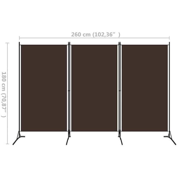 vidaXL 3-Panel Rumsavdelare Brun 260x180 cm