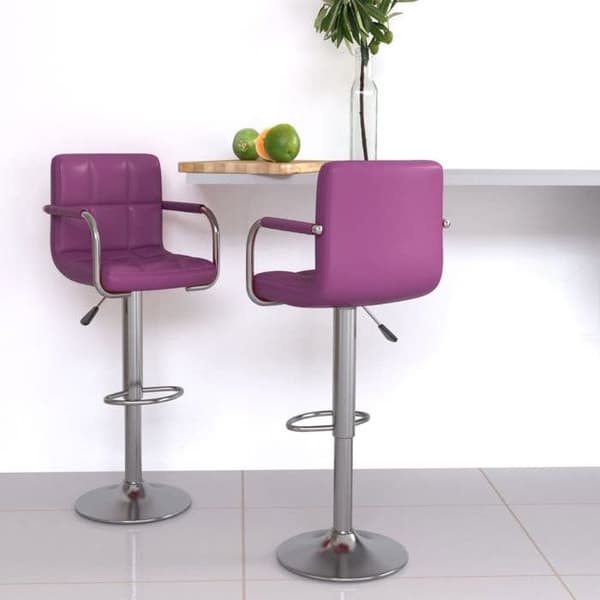 vidaXL Barstolar set om 2 lila konstläder 334601