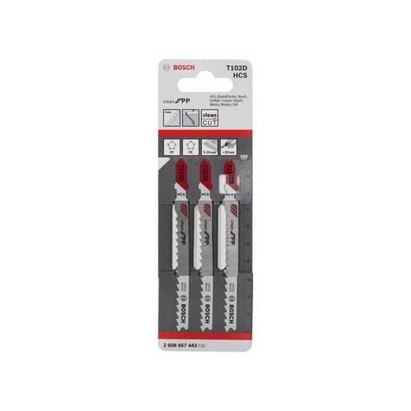 BOSCH Sticksågsblad T 102 D - idealisk för PP - 3 stycken