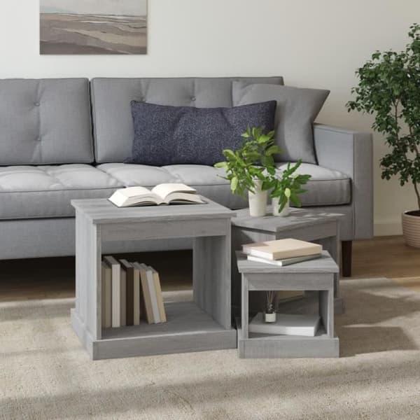 vidaXL häckningsbord 3 st Sonoma Grey Engineered Wood 816494