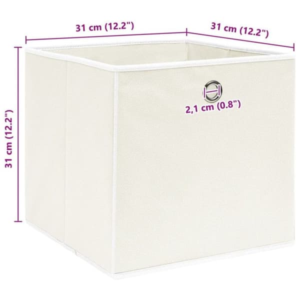 vidaXL Förvaringsboxar 4 st Vit 32x32x32 cm Tyg