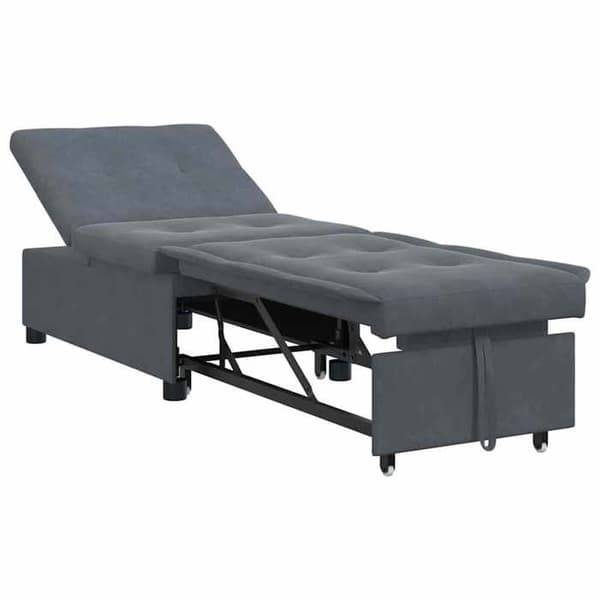 Mörkgrå bäddsoffa 67 x 194 x 38 cm Sammet