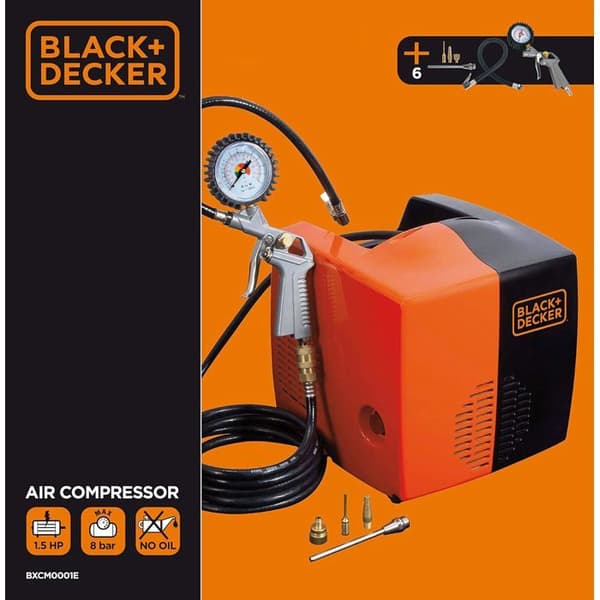 BLACKDECKER Bärbar kompressor, Svart, BD 195 CUBO