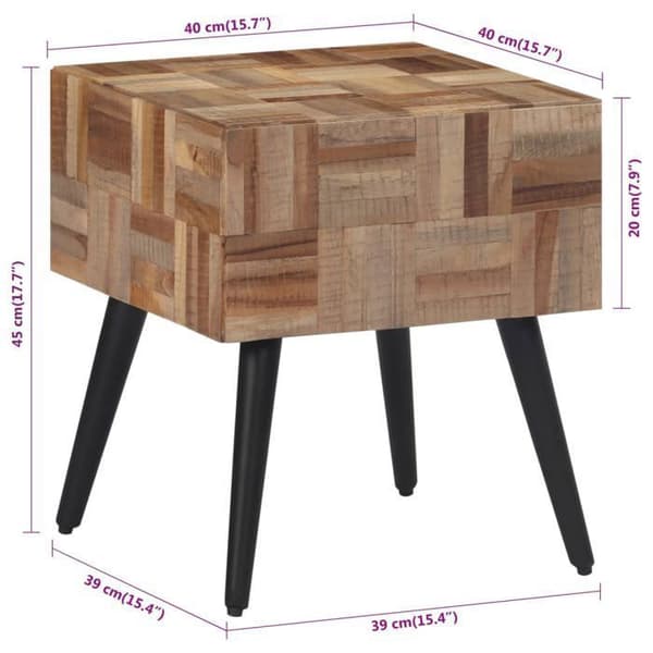 vidaXL Sidobord 40x40x45 cm Solid Reclaimed Teak 358522