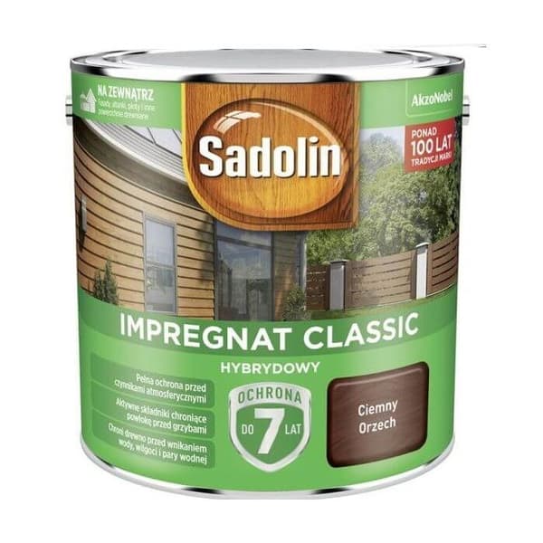 Hybridträimpregnering - Sadolin - 7 års skydd - Mörk valnöt - 2,5L - Hög penetration