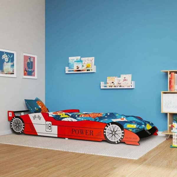 Lit bilracer för barn - VIDAXL - 90 x 200 cm - Röd - Solid konstruktion