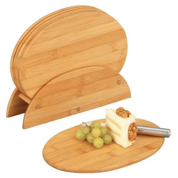 Brettchenställ - ZELLER - Ovala - 7 delar - 100% bambu - Modern design