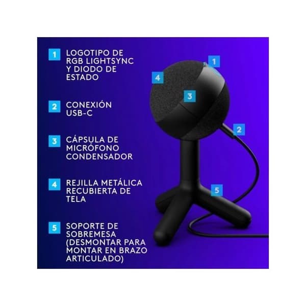 Logitech G Yeti Orb Gaming RGB kondensatormikrofon med LIGHTSYNC för PC/Mac - Svart