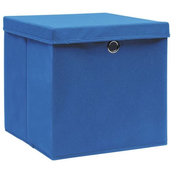 vidaXL Förvaringsboxar med lock 10 st Blå 32x32x32cm Tyg