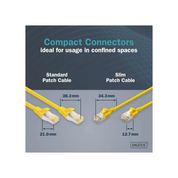 Câble LAN Cat 6A - DIGITUS - 1,5m - Slim - 10 Gbit/s - Gul