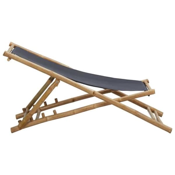 vidaXL terrassstol bambu och canvas mörkgrå