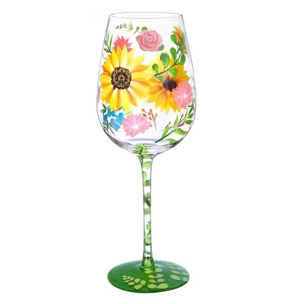 Vin karaff - NYMPHFABLE - Akvarellblomma - Munnblåst - Handmålad - Extra klart glas