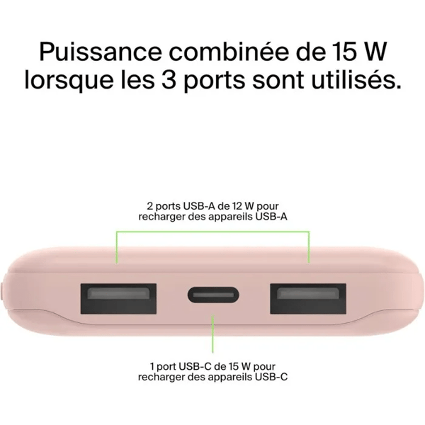 Externt batteri - BELKIN - 10 000 mAh - Rosa