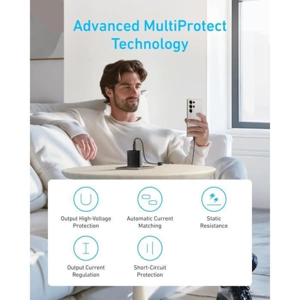 Laddare - Anker - 45W - Snabbladdning - MultiProtect säkerhet - Universell USB-C