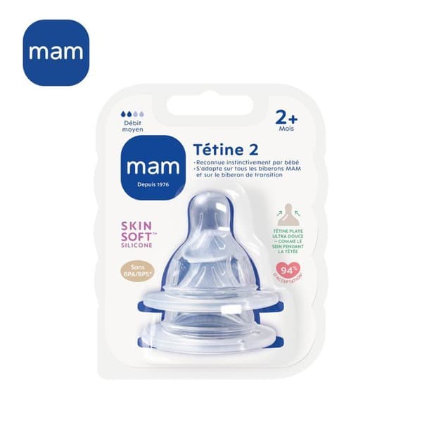 MAM silikonspett +2m Flow 2 Medium - förpackning om 2