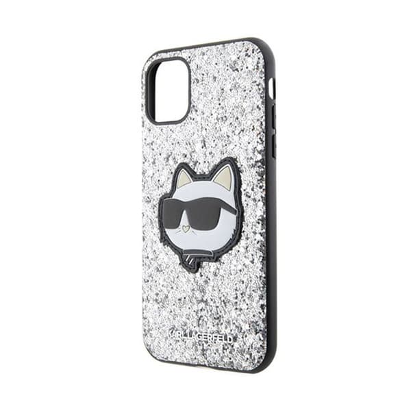 Karl Lagerfeld NFT Glitter Choupette Patch - Fodral för iPhone 11 (silver)