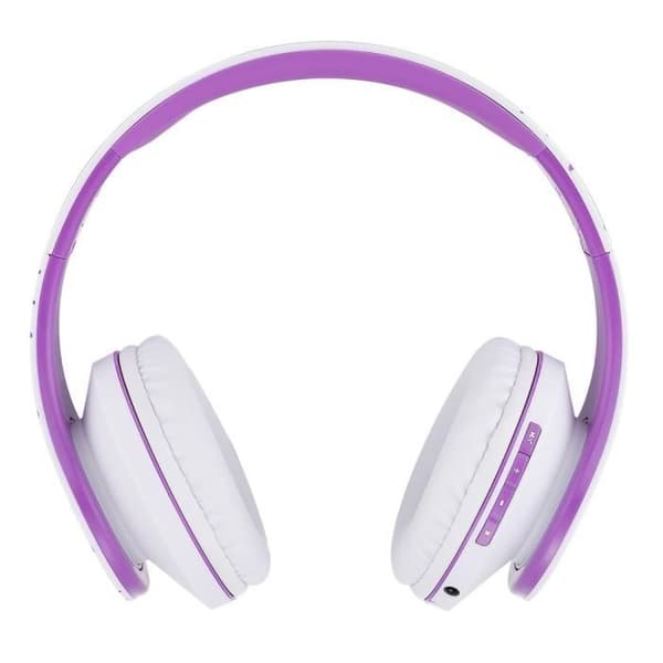 Bluetooth-hörlurar - POWERLOCUS - Fällbara - HD stereo - Micro SD/TF - Lila
