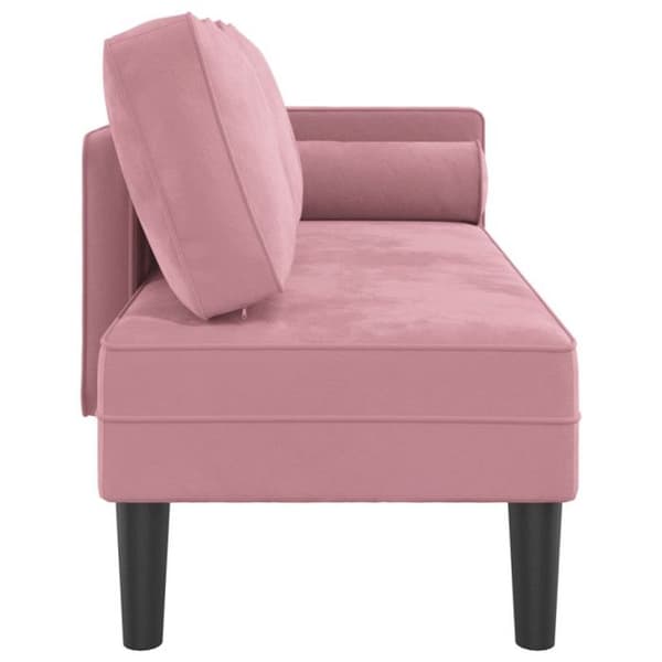 Chaiselong med rosa sammetskuddar