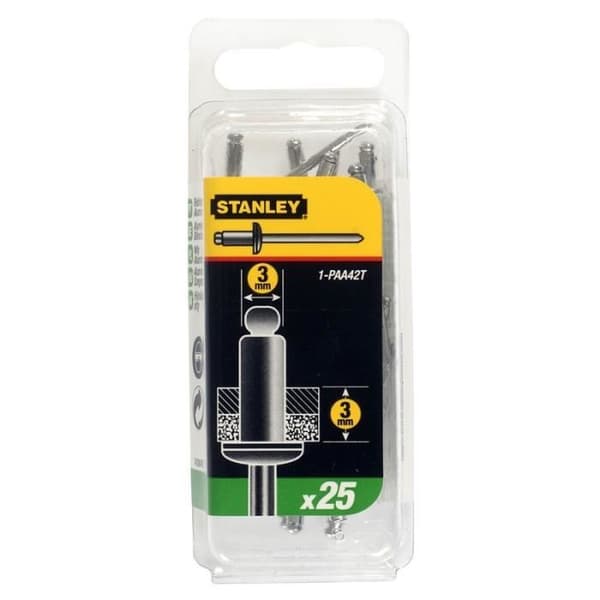 Rivet - STANLEY - Ø 3x3mm - Aluminium - I Låda