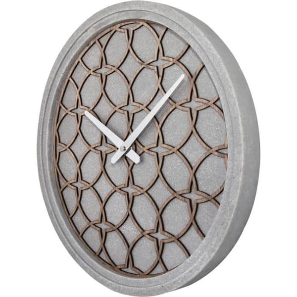 NEXTIME Concreto Love väggklocka - Trä - Grå - Ø 39,5 cm