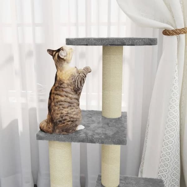 vidaXL Kattträd med Sisal skrapstolpar Ljusgrå 92 cm