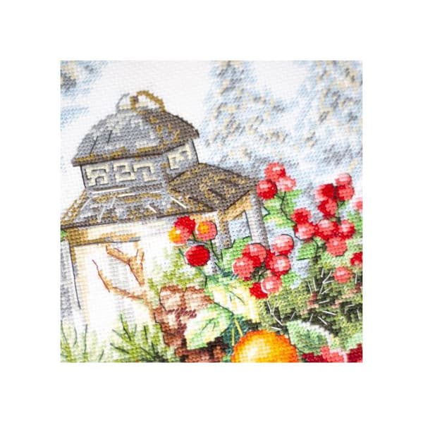 Kit för broderi med korsstygn Magic Needle - Vinterdoft 26x26 cm