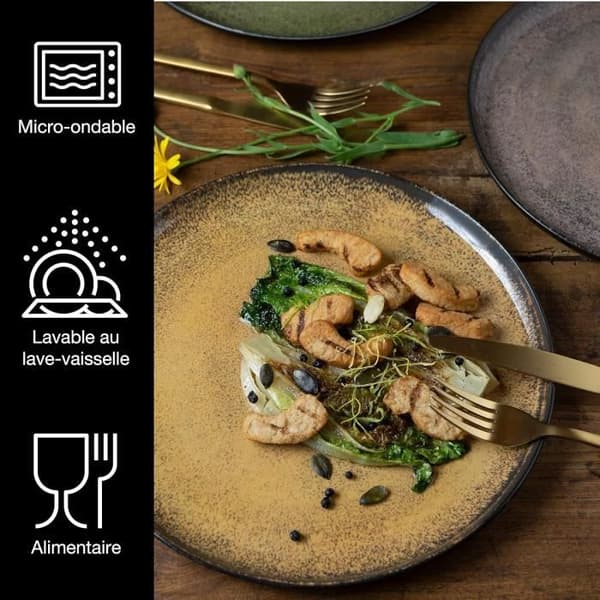 Middagsfat - Moritz & Moritz - VIDA - Set med 6 - Gul/grön/rosa - Porslin