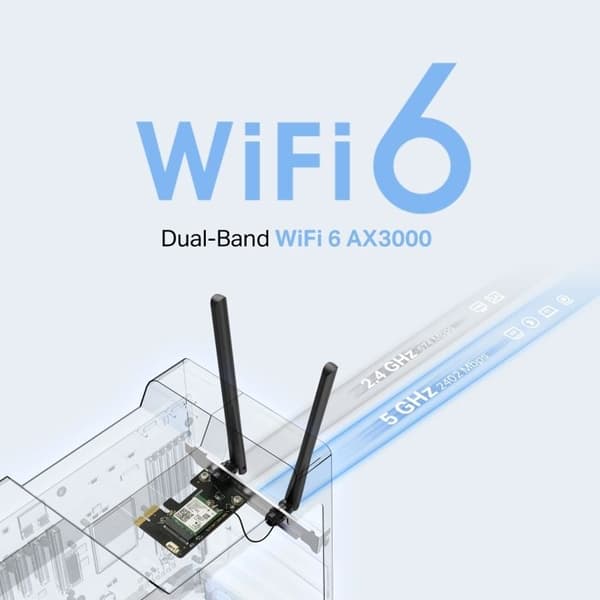WiFi PCIe-kort - MERCUSYS - MA80XE - WiFi 6 - 3000 Mbps - Bluetooth 5.3 - WPA3