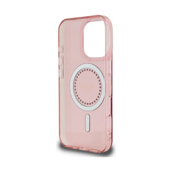 Coque Guess IML Rhinestones MagSafe för iPhone 16 Pro - Rosa