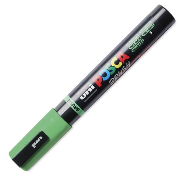 POSCA-kritor - Ljusgrön - Penselspets - PC5BR - Alla ytor
