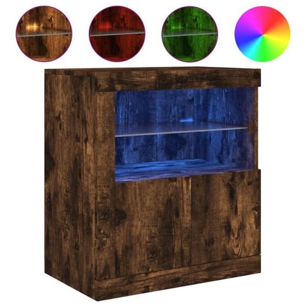 vidaXL Buffé med LED-lampor rökt ek 60,5x37x67 cm 836620