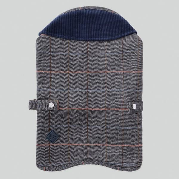 Hundjacka HUGO & HUDSON x Hackett - Grå rutigt tweed, sammetkrage, fleecefoder