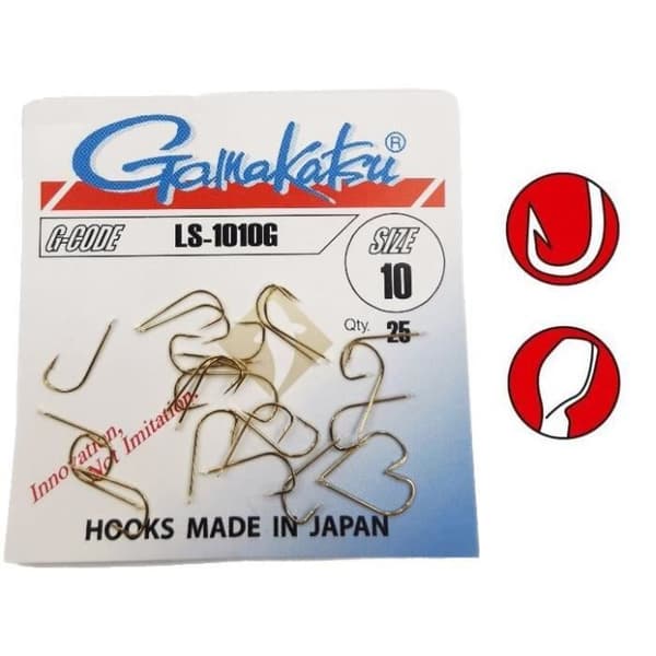 Set med 10 Gamakatsu LS-1010 krokar - guld - 8
