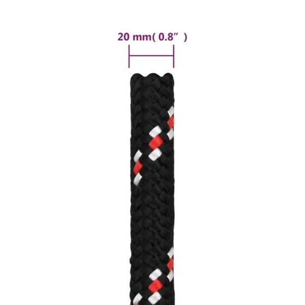 vidaXL Båtrep Svart 20 mm 100 m Polypropen 152369