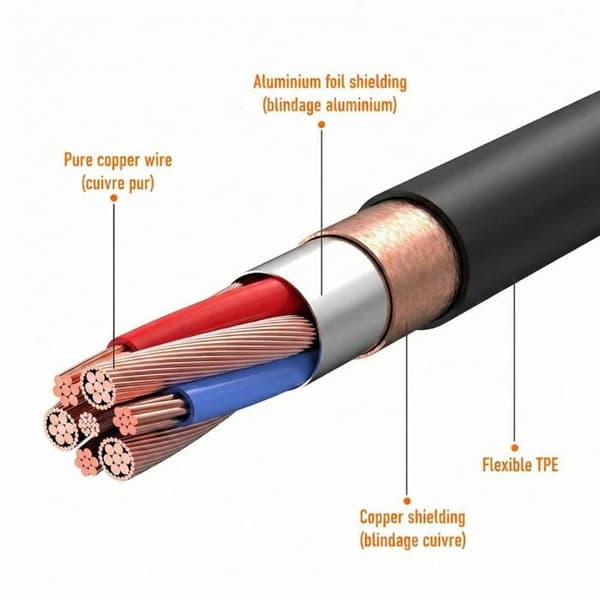 Typ C-kabel till typ C - FORCELL - QC4.0 - PD60W - 2m - Svart