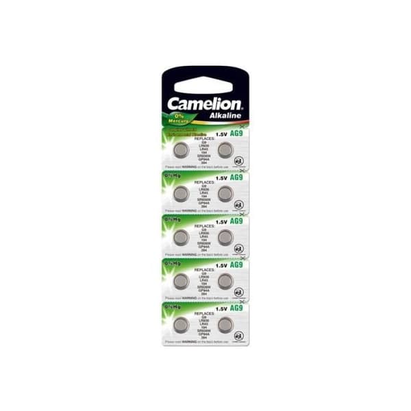 Alkaliska knappbatterier - AG 9 / LR45 - paket med 10 st