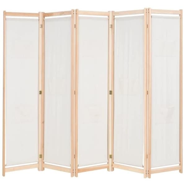 vidaXL Skärmlösning 5 paneler Grädde 200 x 170 x 4 cm Tyg
