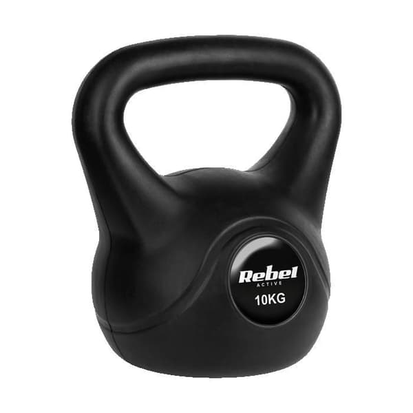 Kettlebell på 10 kg med viktad kula för magövningar.