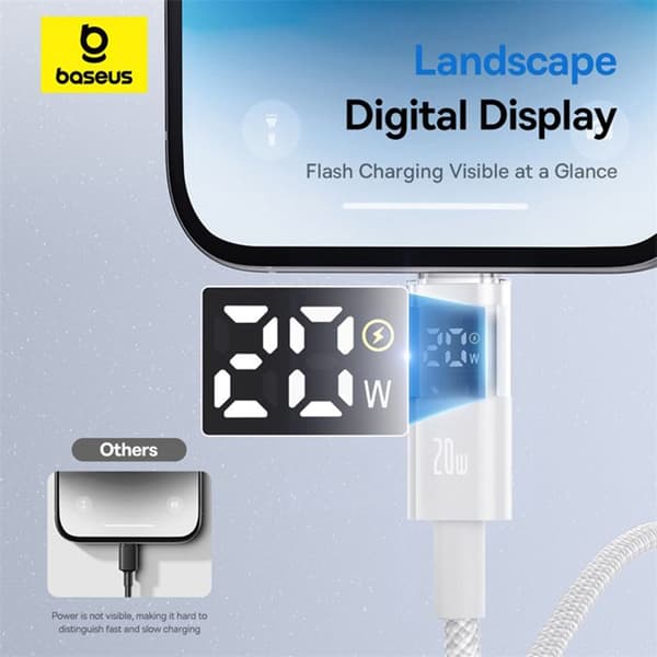 Kabel - BASEUS - Display 2 (P1038270323211-00) - Typ-C till Lightning - 20W - 1 m