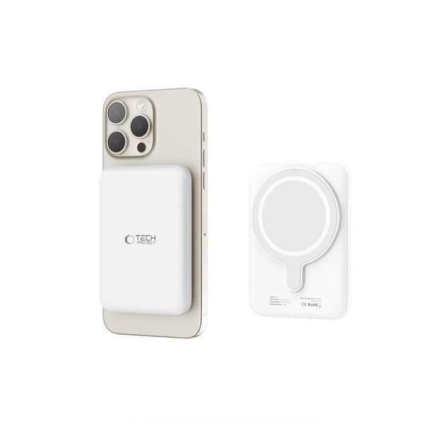 Batteri Externt Tech-Protect Pb10 Lifemag Magsafe 5 000 Mah, Vit