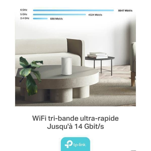 WiFi 7 Mesh System BE14000 - TP-Link Deco BE68(3-pack) - 14 Gbit/s - Tri-Band - WPA3