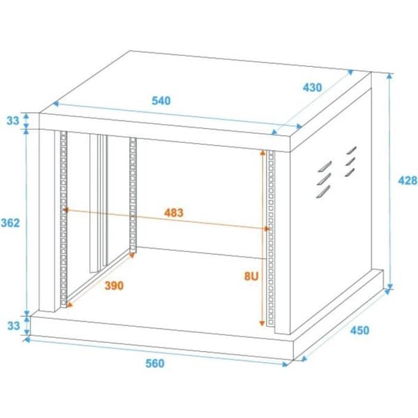 Rack 19 tum 8 UH Omnitronic SR-19 stål