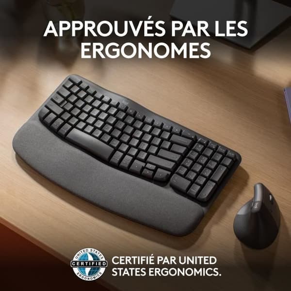 Tangentbord - Trådlöst - Logitech - Wave Keys - AZERTY - Ergonomisk - Handledsstöd