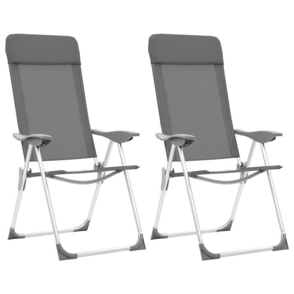 vidaXL hopfällbara campingstolar 2 st Grå aluminium