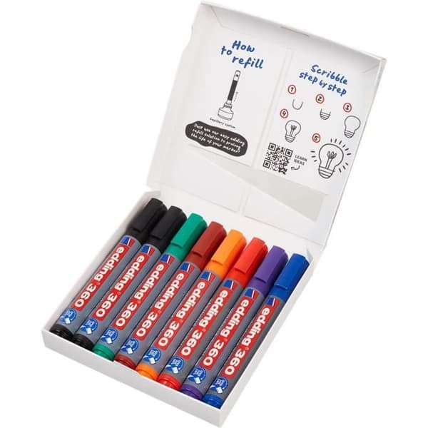 Whiteboardmarkör - EDDING - 360 - Diverse - 8 - Fin - 1,5-3 mm